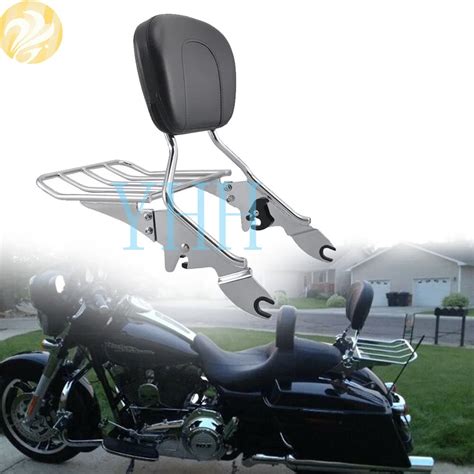 HOT Rear Chrome Detachable Backrest Sissy Bar Luggage Rack For Road