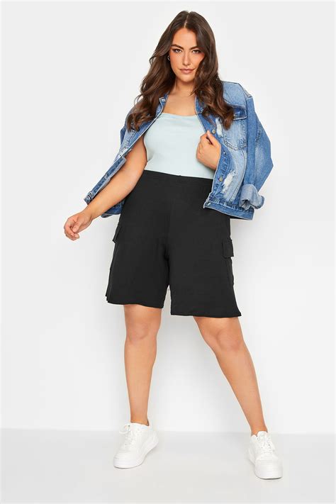 Yours Plus Size Black Cargo Pocket Shorts Yours Clothing