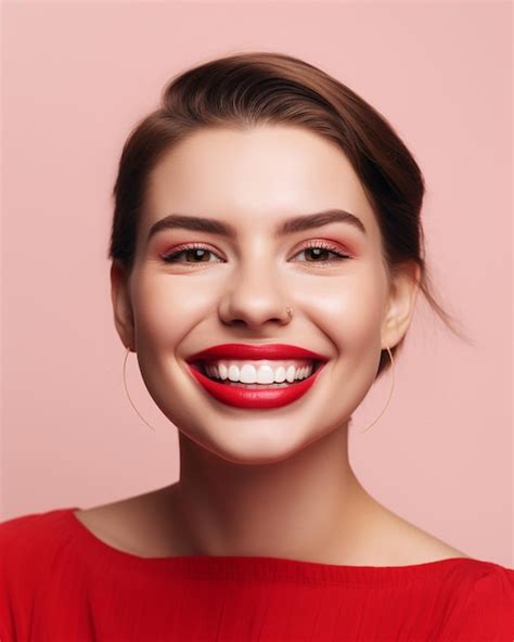 Premium Ai Image Happy Young Woman With Perfect White Teeth Smile On