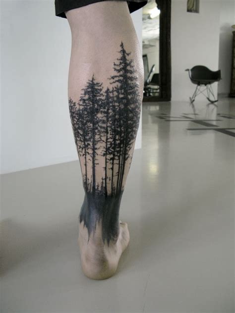 Black Forrest by Apparat Abstract | Tree leg tattoo, Cool tattoos, Calf ...