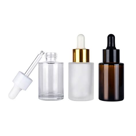 Flat Shoulder Frosted Clear Amber Glass Dropper Bottle Manufacturer