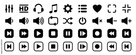 Vetor De Media Music Player Button Icons Multimedia Player Buttons Set