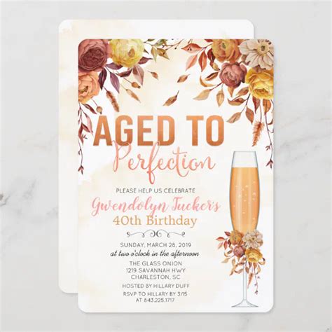 Any Age Aged To Perfection Birthday Invitation Zazzle