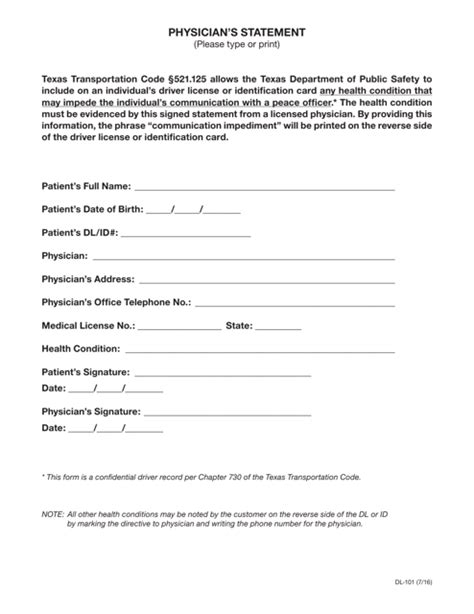 Form Dl 101 Fill Out Sign Online And Download Printable Pdf Texas