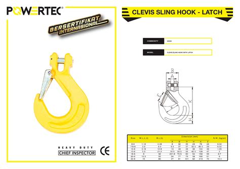 Clevis Sling Hook With Latch Powertec