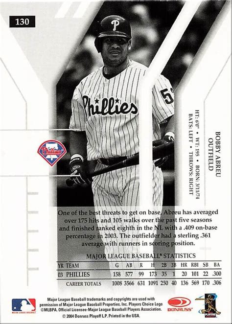 2004 Donruss Elite Extra Edition Bobby Abreu Philadelphia Phillies 130