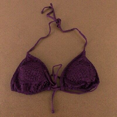 Mossimo Women S Size Small Plum Eyelet Accent Triangle Halter Bikini