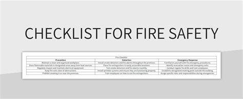 Fire Protection Facilities Safety Checklist Company Enterprise