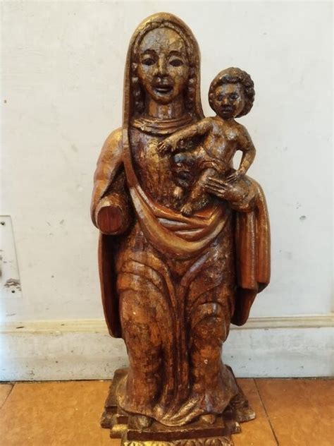 Escultura Virgen con el Niño Madera Circa 1800 Catawiki