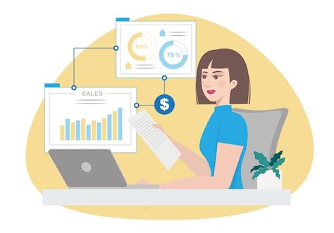 Premium Vector Vector Business Sales Woman Working