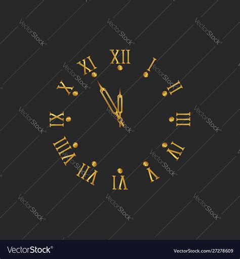 Golden Clock Dial With Roman Numerals And Arrows Vector Image