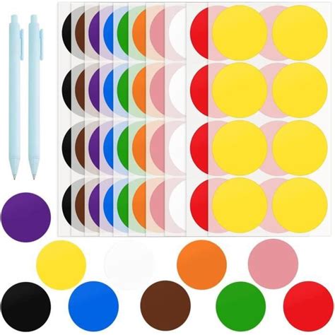 Pcs Mm Gommettes Autocollantes Rondes Couleurs Pastille