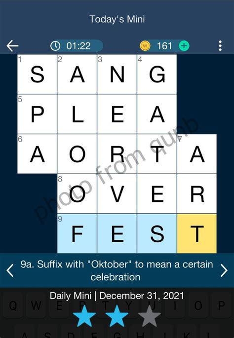 Daily Themed Mini Crossword December 31 2021 Qunb