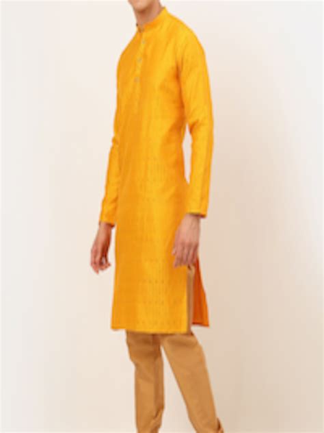 Buy Jompers Men Mustard Yellow Embroidered Kurta With Pyjamas Sets