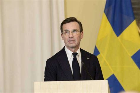 Swedish Prime Minister Ulf Kristersson Pictured During A Join Press