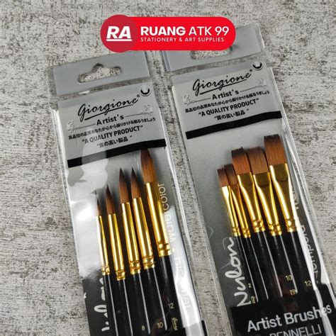 Jual Giorgione Kuas Lukis Set Artist Brush Set Round Flat Mix Brush