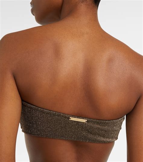 Carlotta lamé bandeau bikini top in brown Alexandra Miro Mytheresa