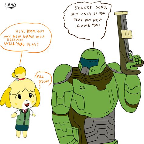 Artstation Isabelle And Doom Guy