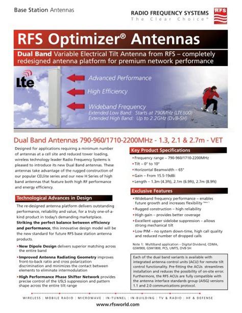 Rfs OptimizerÂ® Antennas Dual Band Radio Frequency Systems