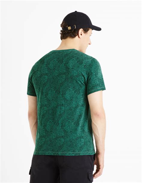 Tshirt Col Rond 100 Coton Vert Celio Be Normal