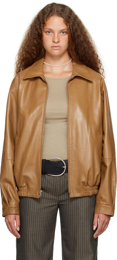 Maryam Nassir Zadeh Tan Resolution Leather Jacket Ssense Uk