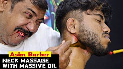 Heavy Oil Neck Massage With Neck Cracking Intense Head Massage ASMR