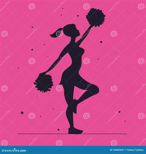 Cheerleader. Vector Silhouette On A Pink Background. Cheerleader ...