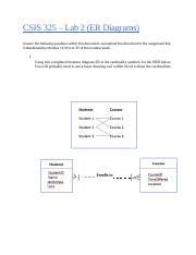 CSIS 325 Lab 2 Docx CSIS 325 Lab 2 ER Diagrams Answer The Following