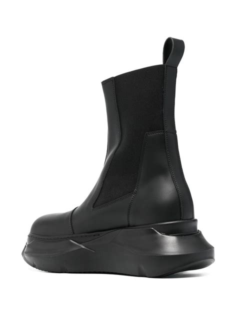 Rick Owens Drkshdw Beatle Abstract Faux Leather Boots In Black Modesens