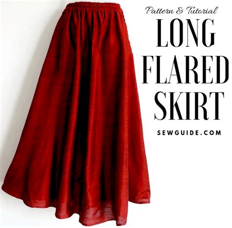 Make A Long Flared Skirt Free Size Sewing Pattern And Tutorial Sewguide Long Flared Skirt