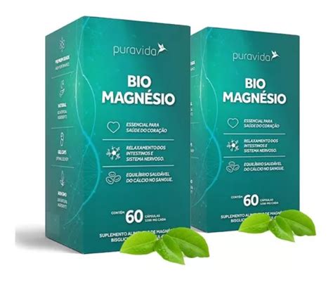 Kit 2x Bio Magnésio Puravida 60 Cáps Pura Vida Full Frete grátis