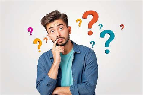 Perplexed Guy With Question Marks Isolated Flat Character On A White