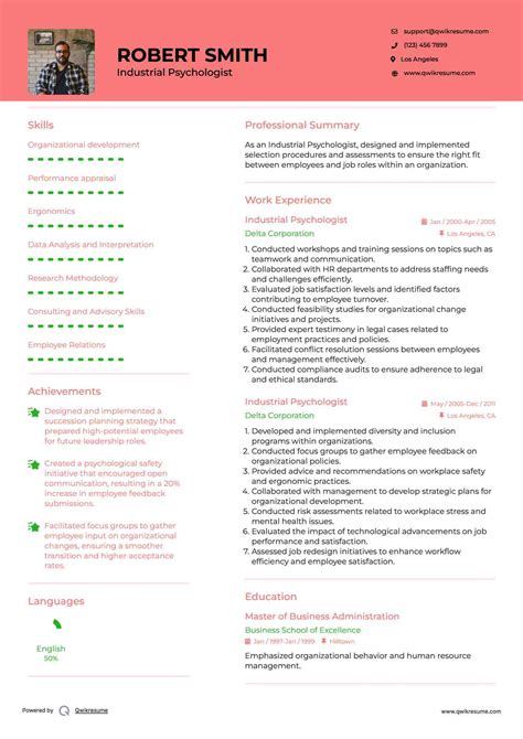 Industrial Psychologist Resume Samples | QwikResume