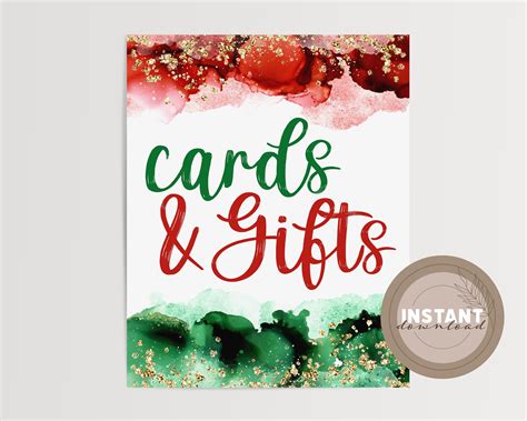 Printable Christmas Party Sign Cards and Gifts 8x10 Watercolor ...