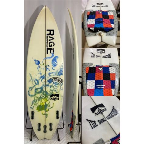 【中古】rage Surf Board（レイジサーフボード）addict Black モデル ショートボード Clear 57