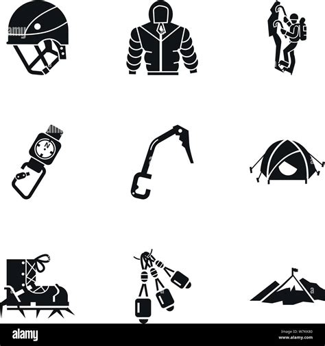 Rock Climbing Icon Set Simple Set Of 9 Rock Climbing Vector Icons For