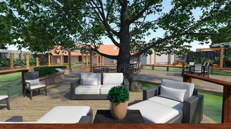 3d Rendering Modern Patio Stock Illustration Illustration Of Modern