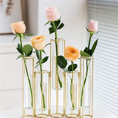 Vase Fleur En Verre D Coratif Avec Support En M Talvase Tubes Essai