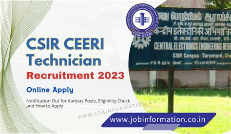 Csir Ceeri Technician Recruitment Pdf Online Apply Notification