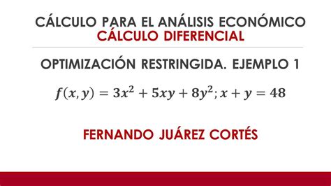 C Lculo Diferencial Optimizaci N Restringida Multiplicador De