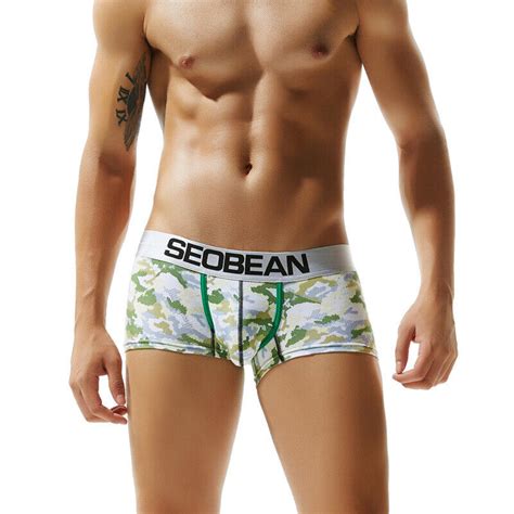 New Seobean Men S Cotton Low Waist Breathable Boxer Briefs Camo Sexy