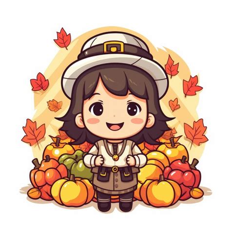 Premium Ai Image Whimsical Thanksgiving Delight Charming Kawaiistyle