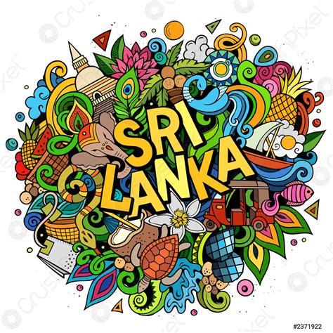 Sri Lanka Hand Drawn Cartoon Doodles Illustration Funny Travel Design