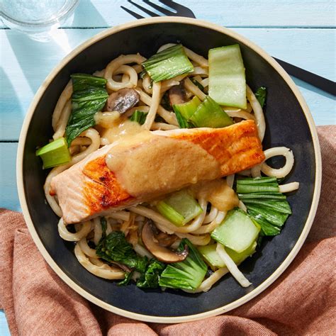 Recipe Miso Honey Salmon With Vegetable And Udon Stir Fry Blue Apron