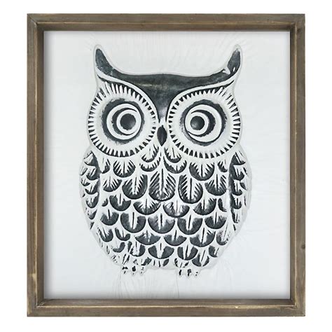 X Metal Wood Embossed Owl Wall Art