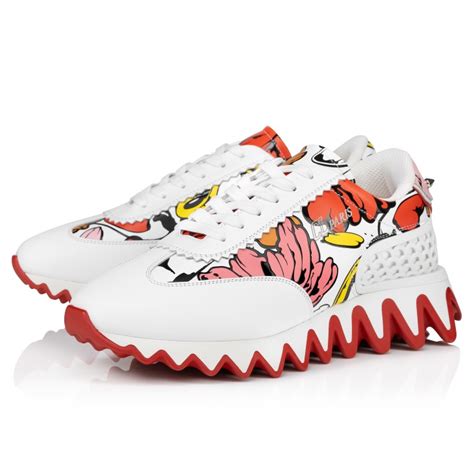 Loubishark Woman Sneakers Calf Leather Shun Sudo Flower Print