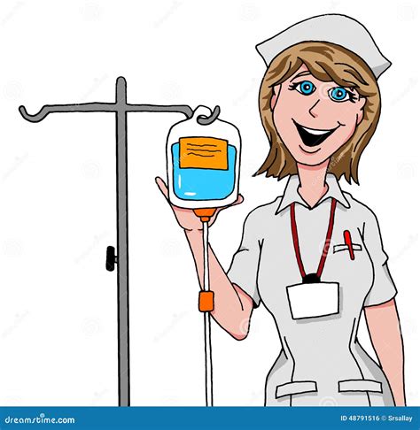 Nurse Preparing IV Drip Stock Vector Illustration Of Hospital 48791516