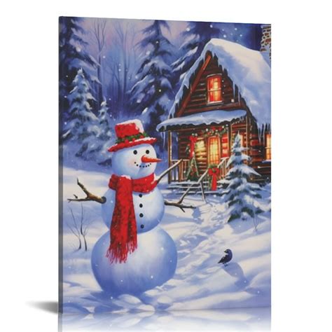 ONETECH Christmas Canvas Prints Wall Art Snowy Scene Wall Hanging