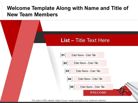 Welcome Template Along With Name And Title Of New Team Members