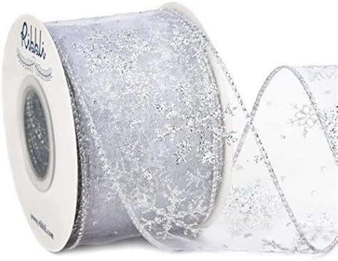 Amazon Ribbli Snowflake Glitter Wired Ribbon Purple Organza Sheer